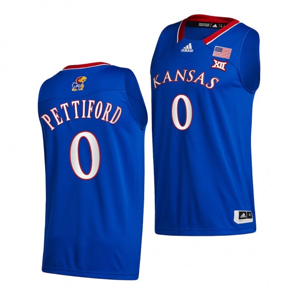 Kansas Jayhawks Bobby Pettiford 2021-22 College Basketball Away #0 Jersey - Blue