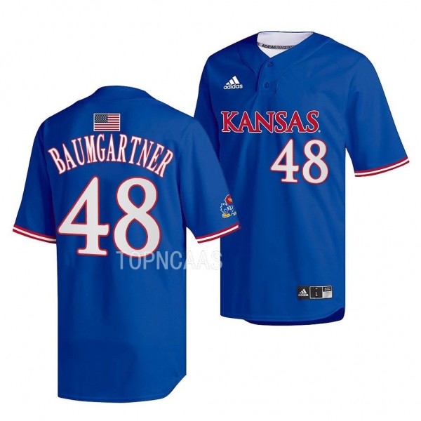 Collin Baumgartner Kansas Jayhawks #48 Royal Two-Button Replica Baseball Jersey