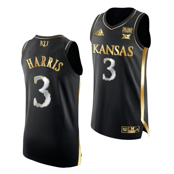 Dajuan Harris Kansas Jayhawks Black Jersey 2021-22 Golden Edition Authentic Basketball Shirt