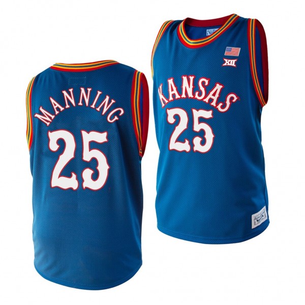 Kansas Jayhawks Danny Manning #25 Jersey Royal College Basketball Retired Player Jersey - NCAA