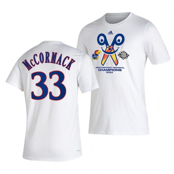 2022 March Madness Final Four Kansas Jayhawks David McCormack Regional Champions Locker Room T-Shirt - White