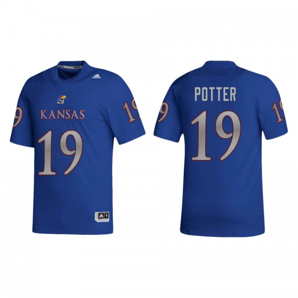 Gavin Potter Kansas Jayhawks adidas NIL Replica Football Jersey Royal