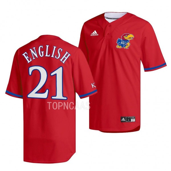 Kansas Jayhawks College Baseball Jake English #21 Red Replica Jersey