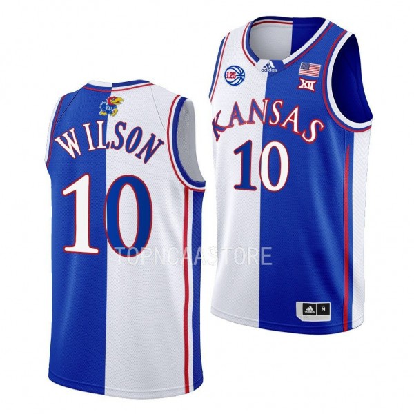 Kansas Jayhawks Jalen Wilson White Royal Basketball Jersey Split Edition