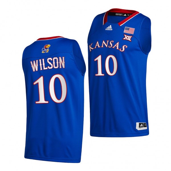 Kansas Jayhawks Jalen Wilson Jersey 2020-21 College Basketball New Season League patch Men Jersey - Royal