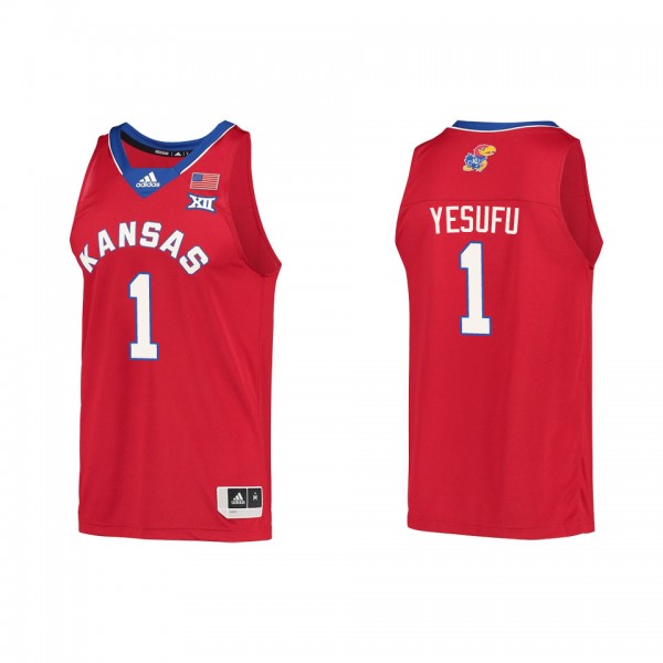 Joseph Yesufu Kansas Jayhawks adidas Reverse Retro College Basketball Jersey Red