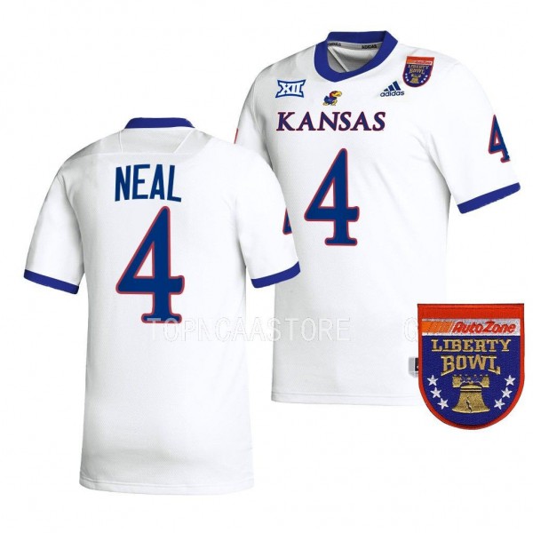 Kansas Jayhawks 2022 Liberty Bowl Devin Neal #4 White Men's College Football Jersey