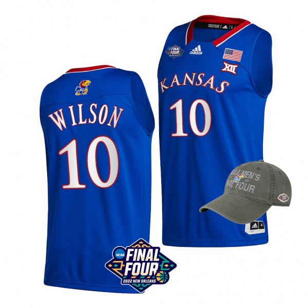 Jalen Wilson 2022 March Madness Final Four Kansas Jayhawks Royal Free Hat Jersey