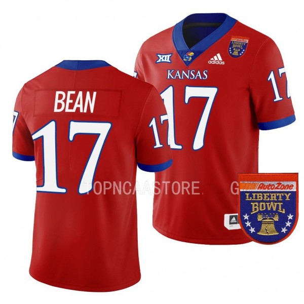 2022 Liberty Bowl Jason Bean Kansas Jayhawks #17 Red College Football Jersey Men's