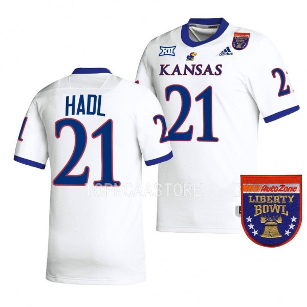 Kansas Jayhawks 2022 Liberty Bowl John Hadl #21 White Men's College Football Jersey