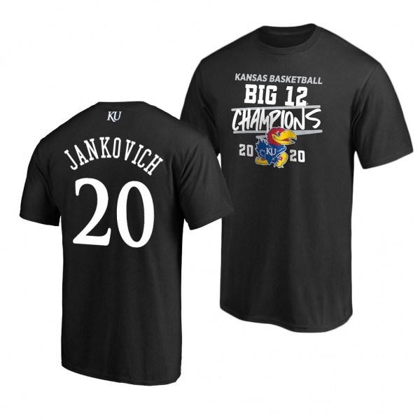 Kansas Jayhawks Michael Jankovich Black T-Shirt 2020 Big 12 Basketball Regular Season Champions Kansas Jayhawks T-Shirt - Men's