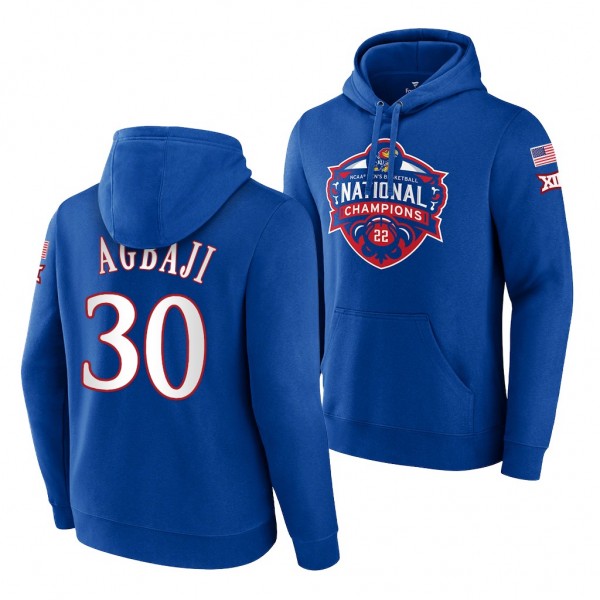 Ochai Agbaji Kansas Jayhawks 2022 NCAA National Champions Royal Official Logo Hoodie