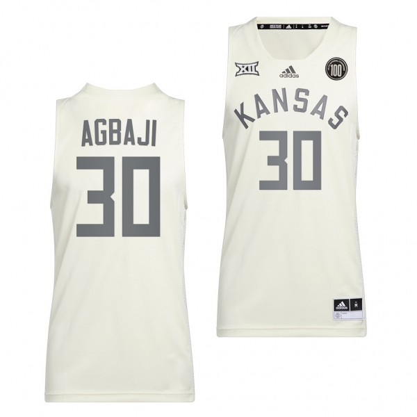 Ochai Agbaji Jersey 2022 Kansas Jayhawks 100 Anniversary of 1922 Helms National Champs Retro Jersey - White